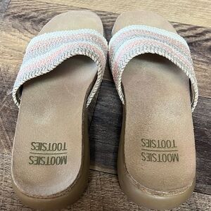 Mootsies Tootsies Striped Slide Sandals in Pink and Cream